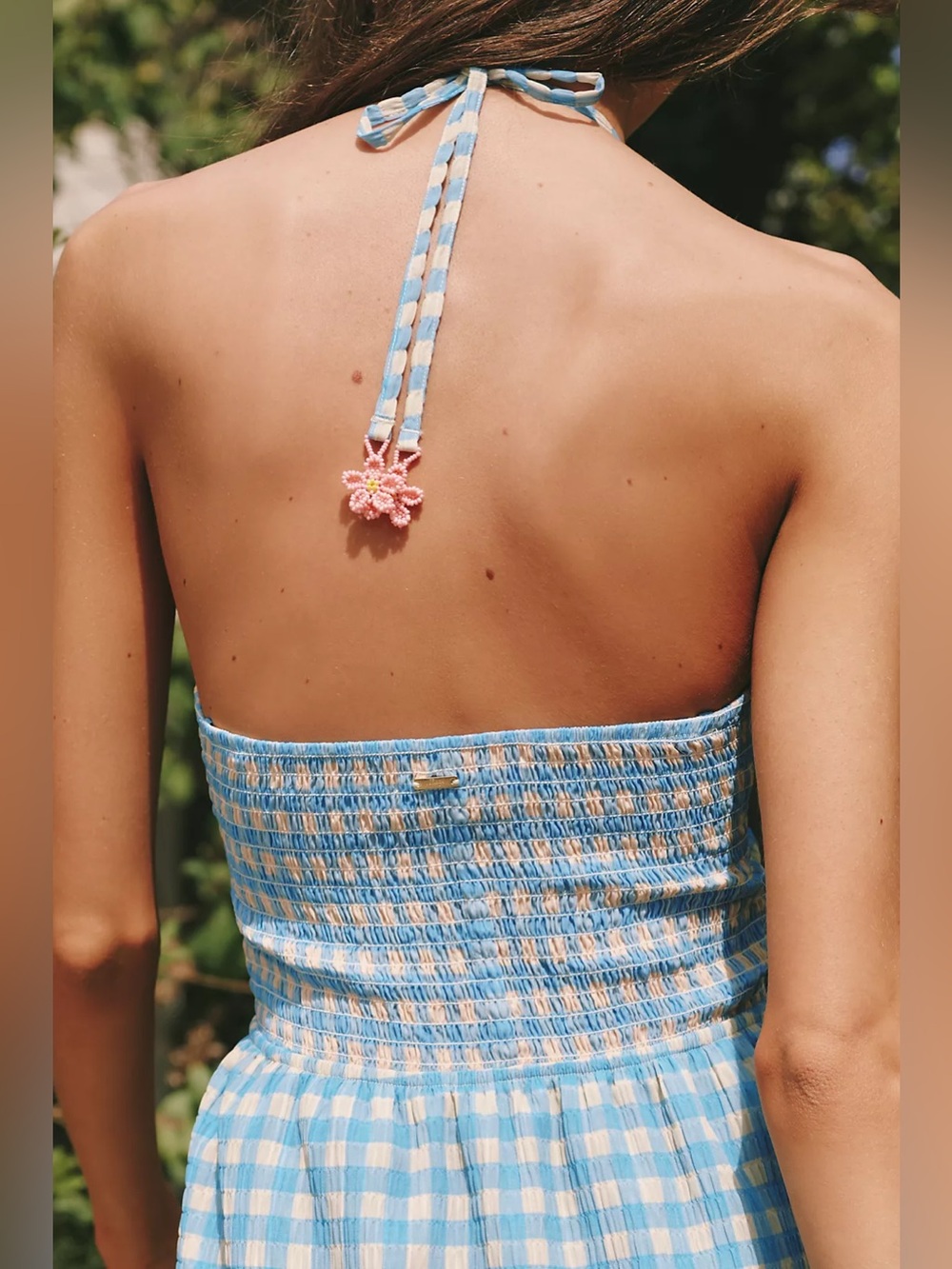 Maaji x Anthropologie Odaline Gingham Cutout Mini Dress M Blue Yellow - Picture 2 of 14